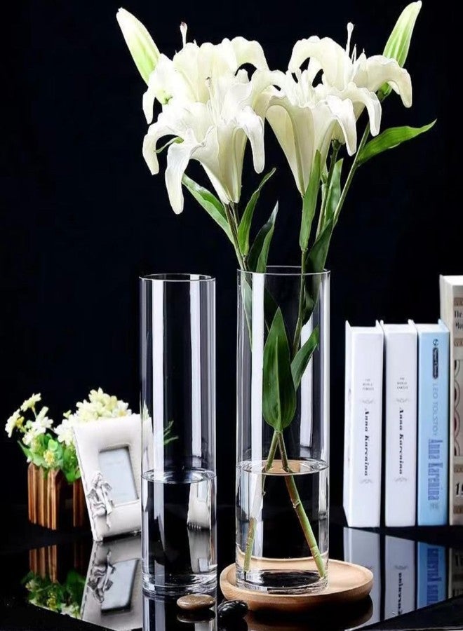 Liotww 3 Pcs Acrylic Clear Cylinder Flower Vase for Plants Bouquet, Unbreakable Hurricane Tall Large Plastic Vases for Wedding Centerpieces, Hydroponic Decor Base Set of 3 (H 8" + H 10" + H 12" No Flowers) - Image 2